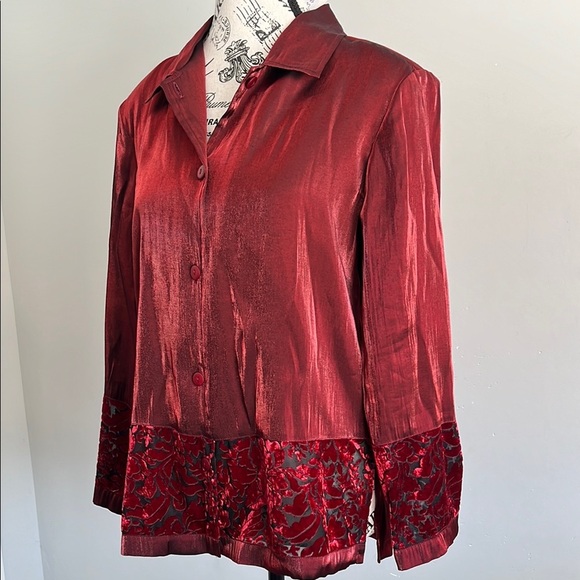 TanJay Red Long Sleeve Button Down Shirt - Picture 3 of 7